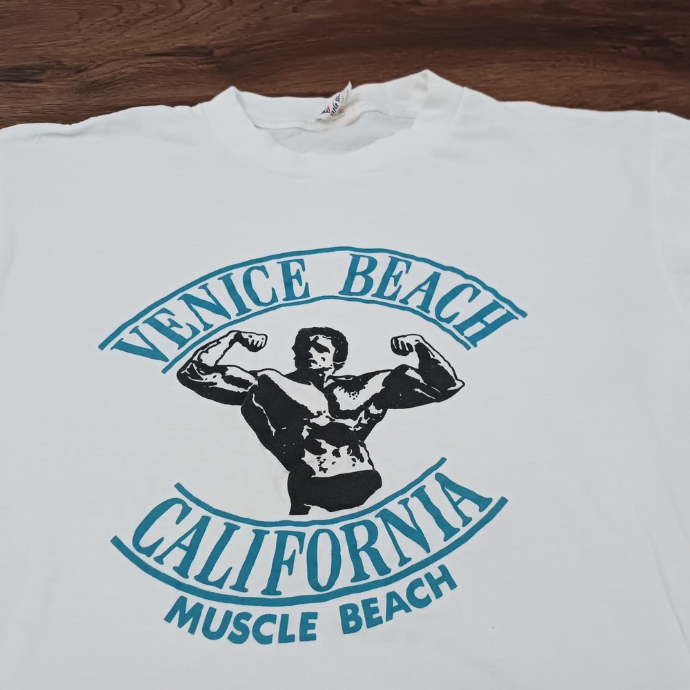 Vintage Venice Beach California Muscle Beach T-Shirt Big Bear Single Stitch M - Picture 2 of 4
